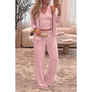 Pink Lounge Set with Cardigan
